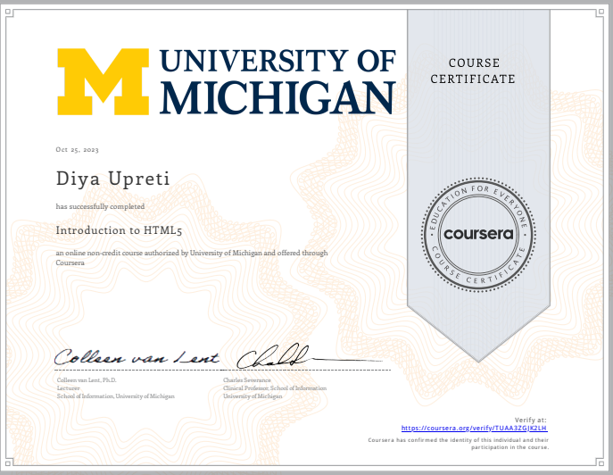 Introduction to HTML5 Certificate